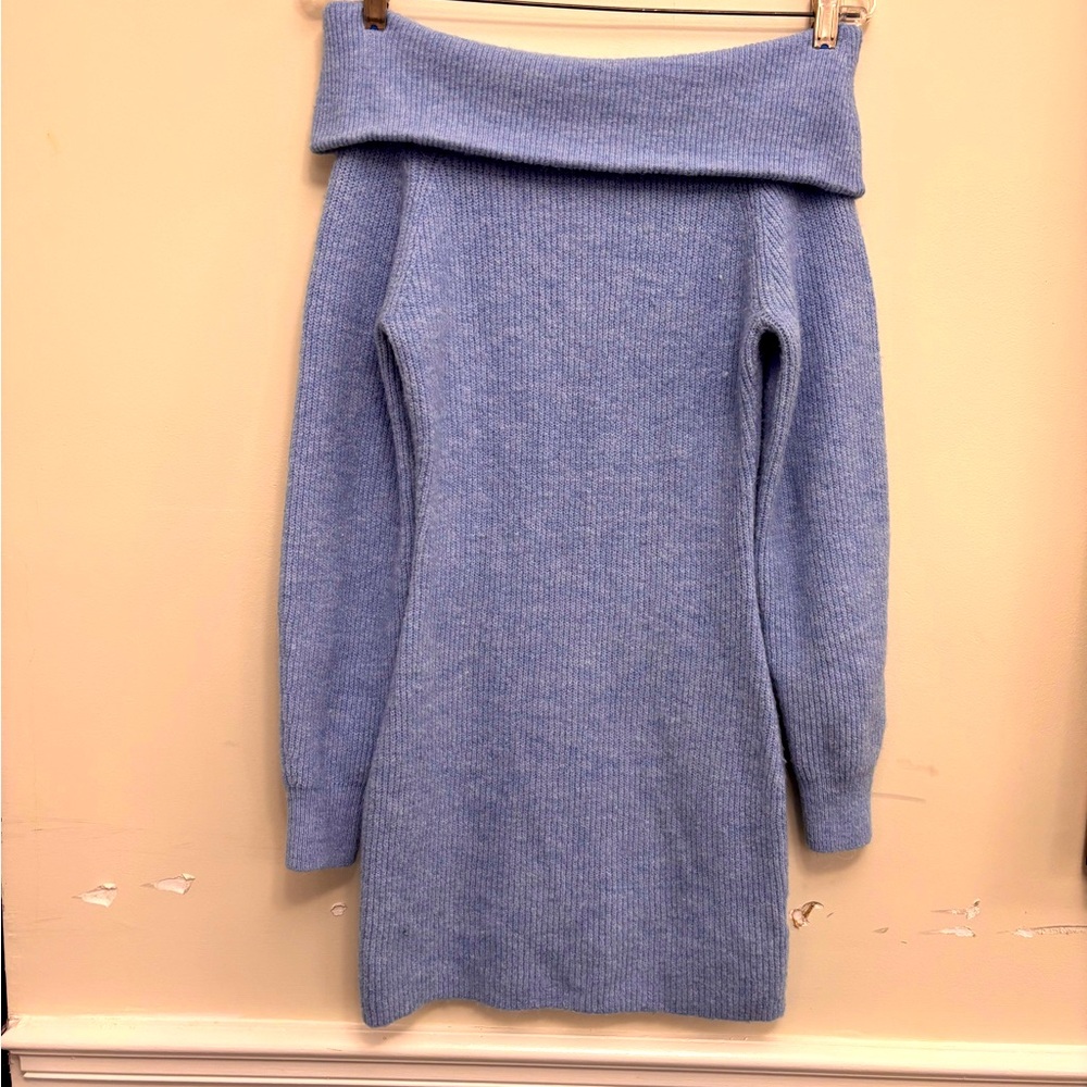 Elegant Blue Off-Shoulder Dress Women’s